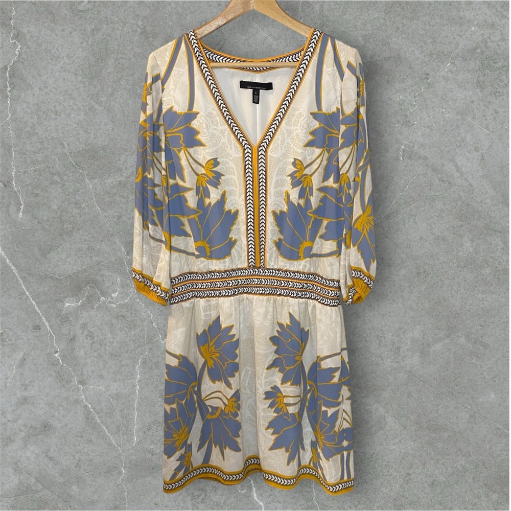 White House Black Market Floral Print V-Neck Dress Size L
